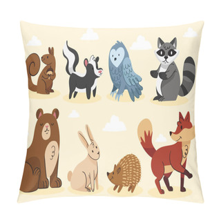 Personality  Hand Drawn Autumn Animals Set Vector Illustration Pillow Covers