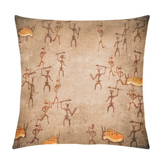 Personality  Prehistoric Cave Painting With War Scene Pillow Covers