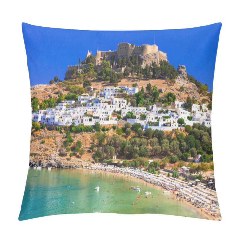 Personality  Rhodes Island - Famous For Historic Landmarks And Beautiful Beach,Greece. Pillow Covers