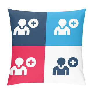 Personality  Add Friend Blue And Red Four Color Minimal Icon Set Pillow Covers