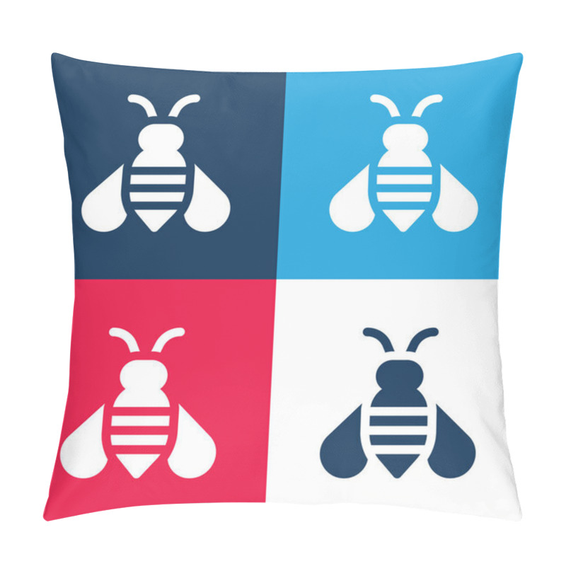 Personality  Bee Blue And Red Four Color Minimal Icon Set Pillow Covers