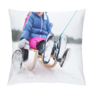 Personality   Little Sisters Enjoying Sleight Ride  Pillow Covers