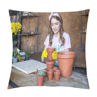 Personality  Woman Holding Flowerpot Pillow Covers