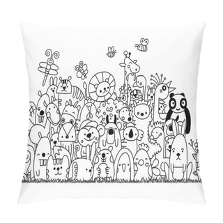 Personality  Hand Drawn Vector Illustration Of Doodle Funny Animal, Illustrat Pillow Covers