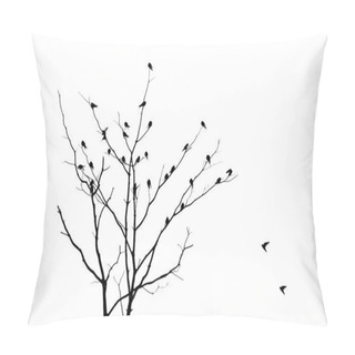 Personality  Tree  No Leaves With Bird - Silhouette  Pillow Covers
