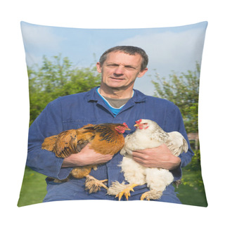 Personality  Farmer With Chickens Pillow Covers