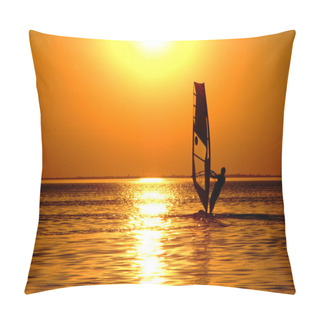 Personality  Silhouette Of A Windsurfer On Waves Of A Pillow Covers