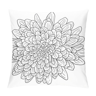 Personality  Beautiful Monochrome Sketch, Black And White Dahlia Flower Isolated Pillow Covers