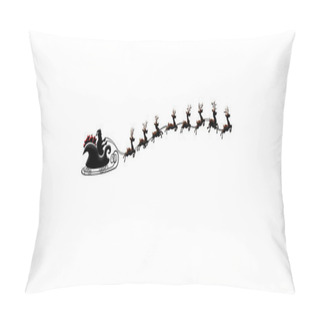 Personality  Santa Clause And Reindeers Sleighing Isolated On White Background Pillow Covers
