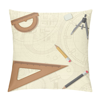 Personality  Blueprint With Equipment. Pillow Covers