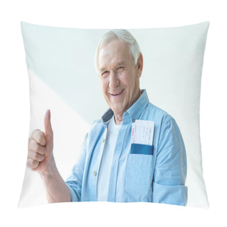 Personality  Senior Man With Passports And Tickets Pillow Covers