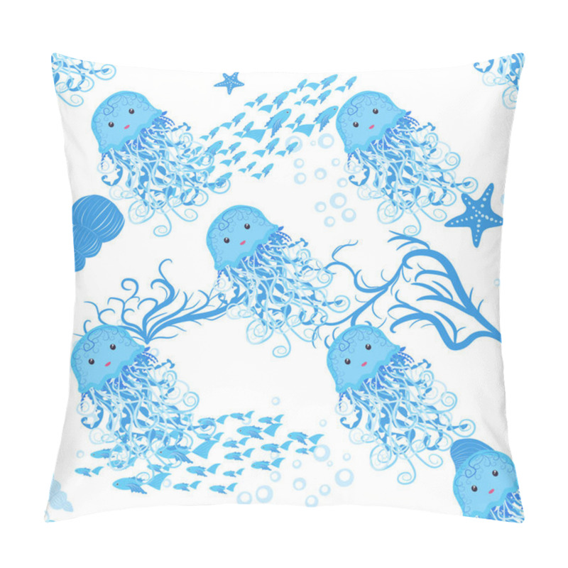 Personality  Jellyfish, Fish, Animals Bright Seamless Patterns. Sea Travel, Snorkeling With Animals, Tropical Fish Pillow Covers