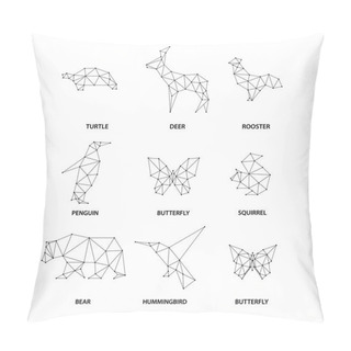 Personality  Geometric Animals Silhouettes.  Set Of Polygons Pillow Covers