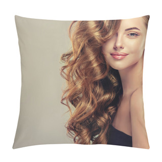 Personality  Girl With Long Curly Hair Pillow Covers