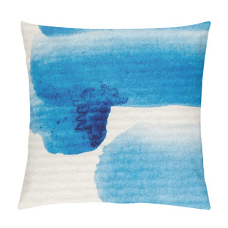 Personality  Blue Watercolor Paint Brushstrokes On White Textured Background  Pillow Covers