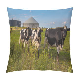 Personality  Biogas Plant With Cows On A Farm Pillow Covers