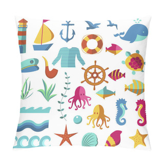 Personality  Nautical And Marine Icons. Pillow Covers
