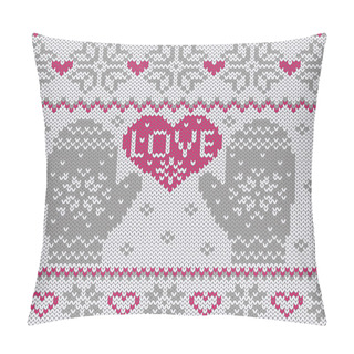 Personality  Knitted Heart LOVE And Mittens Pillow Covers