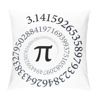 Personality  Pi Spiral. The First Hundred Digits Of The Infinite Circle Number And Mathematical Constant Pi, Forming An Arithmetic Spiral. Black And White Colored Sequence, Isolated On White Background. Vector. Pillow Covers