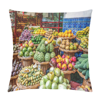 Personality  Fresh Exotic Fruits On Famous Market In Funchal Mercado Dos Lavradores Madeira Island, Portugal Pillow Covers