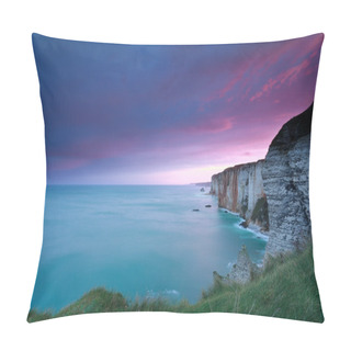 Personality  Dramatic Fire Sunrise Over Cliffs In Ocean Pillow Covers