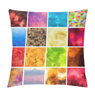 Personality  Set Of Multicolored Geometric Polygonal Backgrounds Pillow Covers