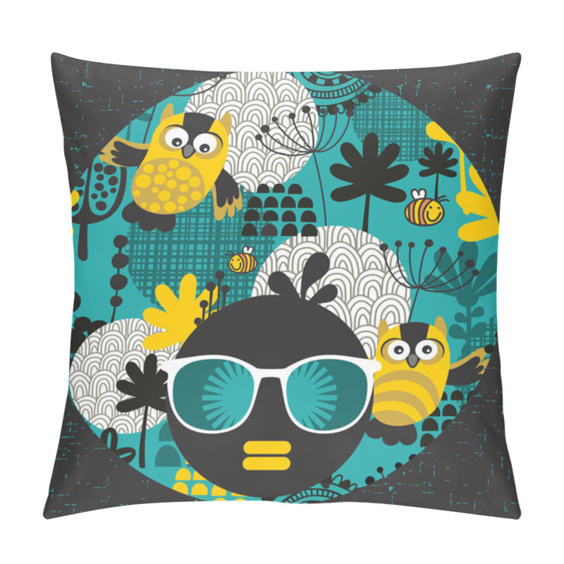 Personality  Black head woman with strange hair. pillow covers