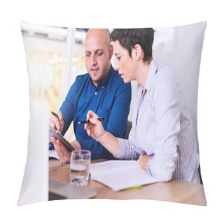 Personality  Business Partners Working Together Pillow Covers