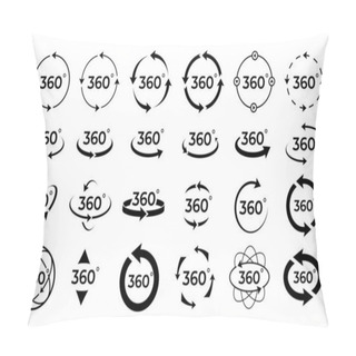 Personality  360 Degree Circle. A Symbol With Arrows Indicating A Turn. Panoramic View Icon. Pillow Covers