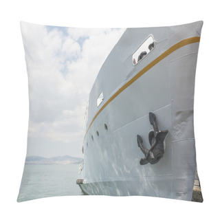 Personality  Bow Of Large Ship Moored At A Dock Pillow Covers