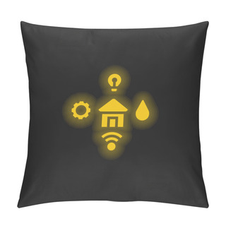 Personality  Amenities Yellow Glowing Neon Icon Pillow Covers
