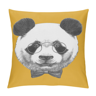 Personality  Panda With Glasses And Bow Tie Pillow Covers