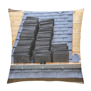 Personality  A Roof In Construction With Slates Pillow Covers