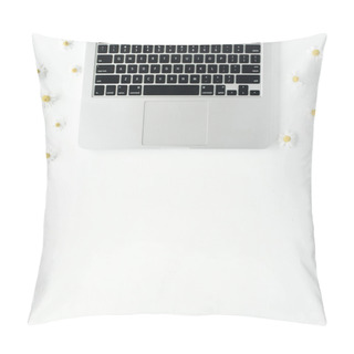Personality  Workplace With Laptop,Flat Lay Composition  Pillow Covers