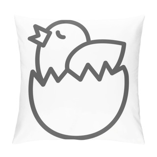 Personality  Chick In An Egg Line Icon. Chicken Hatched From An Egg Outline Style Pictogram On White Background. Easter Chick Wants To Fly Out Of Eggshell For Mobile Concept And Web Design. Vector Graphics. Pillow Covers