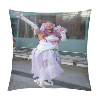 Personality  A Cosplayer Attends The Japan Weekend At Ifema On Febrero 2, 2024 In Madrid, Spain Pillow Covers