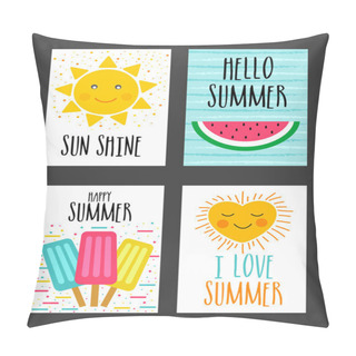 Personality  Set Of Hand Drawn Summer Cards. Pillow Covers