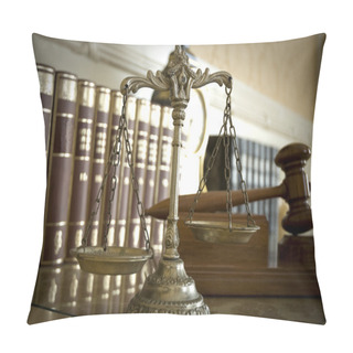 Personality  Scales Of Justice And Judge`s Gavel Pillow Covers