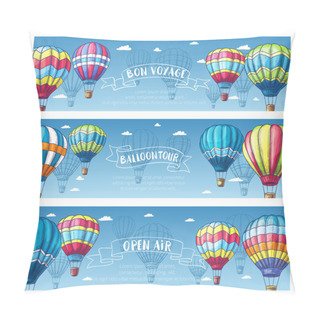 Personality  Hot Air Balloon In Sky Sketch Banner Set Pillow Covers