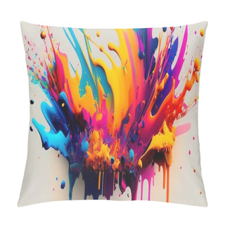 Personality  Colorful Splashes Of Paint On Neutral Background, Abstract Art  Pillow Covers
