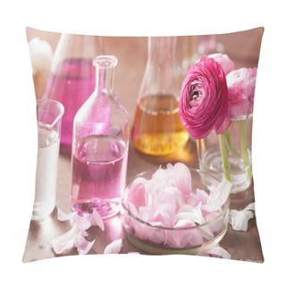 Personality  Alchemy And Aromatherapy Set With Ranunculus Flowers And Flasks  Pillow Covers