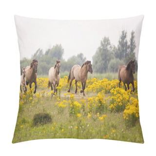 Personality  Wild Horses In Spring Meadow Pillow Covers