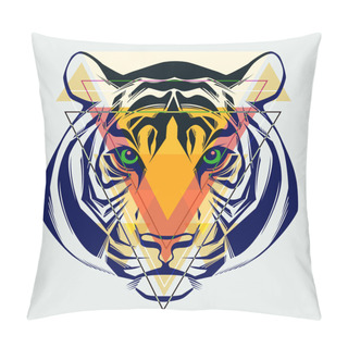 Personality  Fashion Illustration Of Tiger Head. Pillow Covers