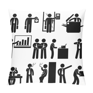 Personality  Business Businessman Employee Worker Office Colleague Workplace Working Icon Symbol Sign Pictogram Pillow Covers