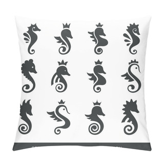Personality  Stylized Graphic Seahorse. Silhouette Illustration Of Sea Life.  Pillow Covers
