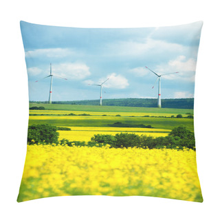 Personality  Field With Wind Turbines Pillow Covers