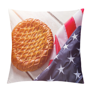 Personality  USA Flag Laying Beside Pie. Pillow Covers