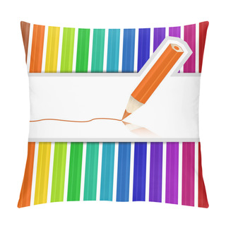 Personality  Background With Colored Pencils. Vector Illustration. Pillow Covers
