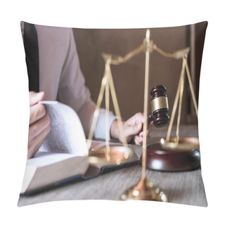 Personality  Judge Gavel With Scales Of Justice, Male Lawyers Working Having  Pillow Covers