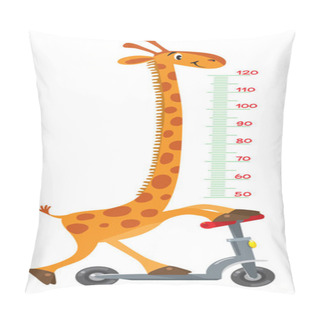 Personality  Giraffe On Scooter. Meter Wall Or Height Chart Pillow Covers